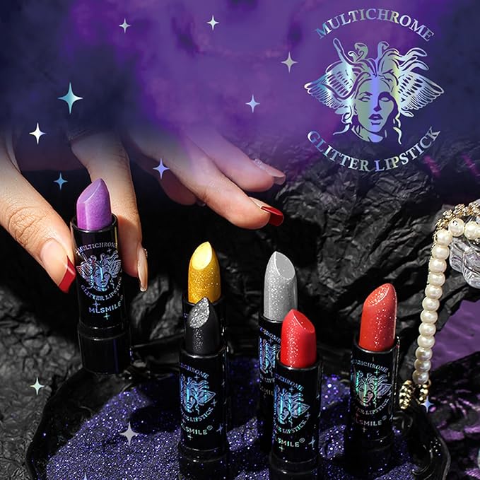Glitter Lipstick, Pearlized Shimmering Metallic Lip Color, Moisturizing Glitter