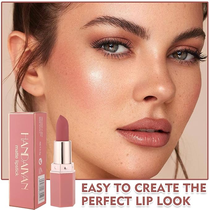 CAHIUYOA 2PCS Matte Nude Lipstick Lip Stain Velvet Long