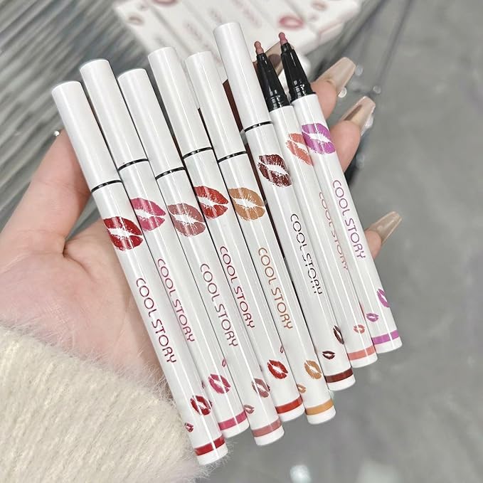 YUANLI Lip Stain Marker Pen, Lip Liner and Lipstick 2 in 1, Long Lasting Waterproof Matte Lip Tint Stain for Women, Hydrating and Waterproof 24 Hour Lip Liner Pencil & Liquid Lipstick - 01
