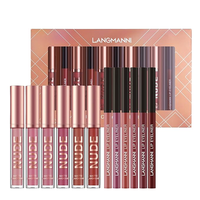 LANGMANNI 6 Matte Lipstick with ipliners Durable Makeup Lipstick 6 L