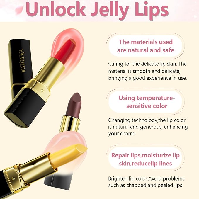 Jeffbaubl 3 Pcs Lip Balm Lipstick, YACAISI Color Changing