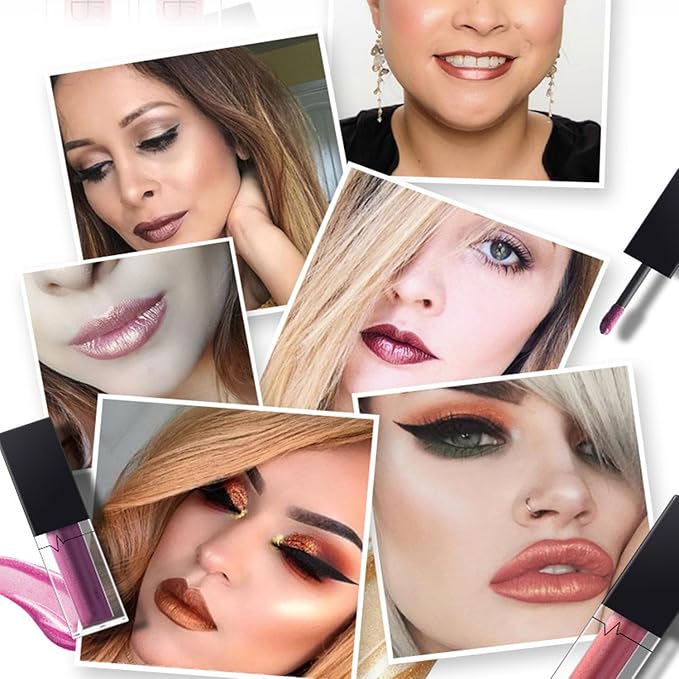 MAEPEOR Metallic Liquid Lipstick 24 Color Metal Diamond Long