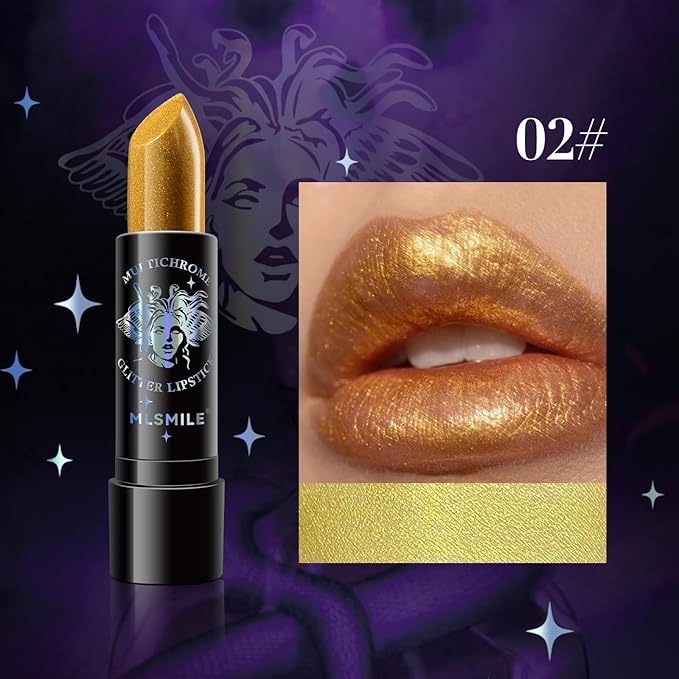 Glitter Lipstick, Pearlized Shimmering Metallic Lip Color, Moisturizing Glitter