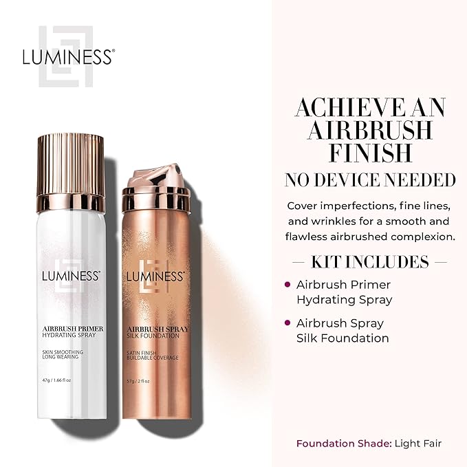 LUMINESS Silk Airbrush Spray Foundation & Primer Kit Light Fair)