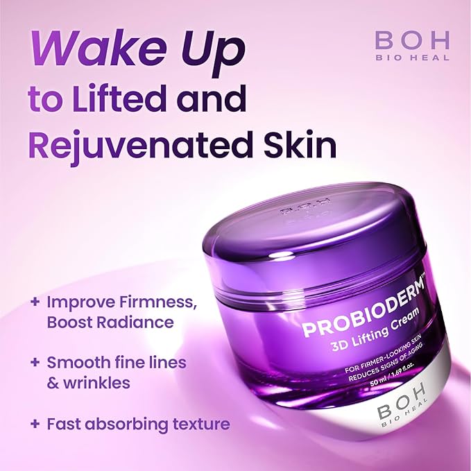 Probioderm 3D Lifting Cream 1.7 fl oz | Advanced Korean Anti-Aging Probiotic Facial Night Cream with 17-Peptide Complex & Patented Probioderm for Wrinkles on Face and Neck