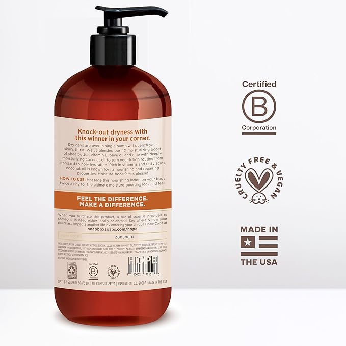 Soapbox Moisturizing Body Lotion, Coconut Milk