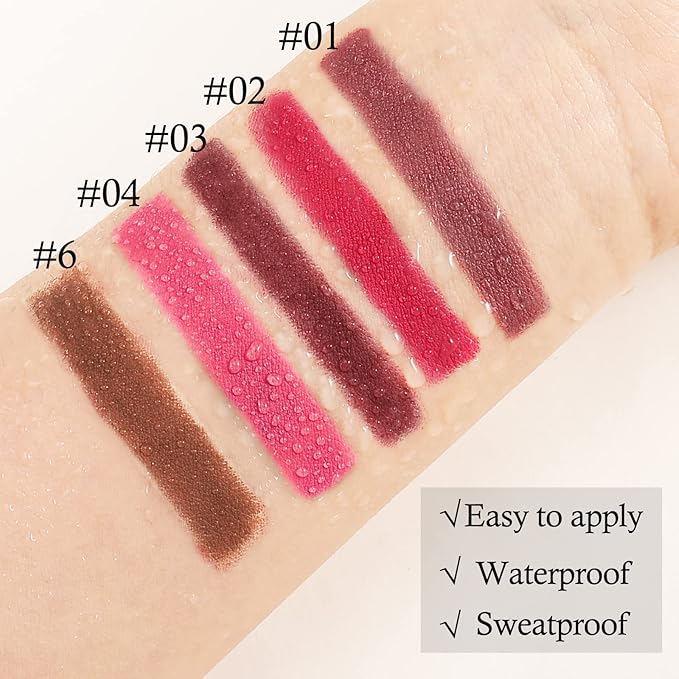 Boobeen Matte Lipstick Pencil Lip Crayon Stick Matte Velvet Lipgloss Creamy Lip Liner Full Coverage High Pigment Waterproof Non-Fade Lipstick for Women, Matte Lip Stain with Smooth Makeup (#06)