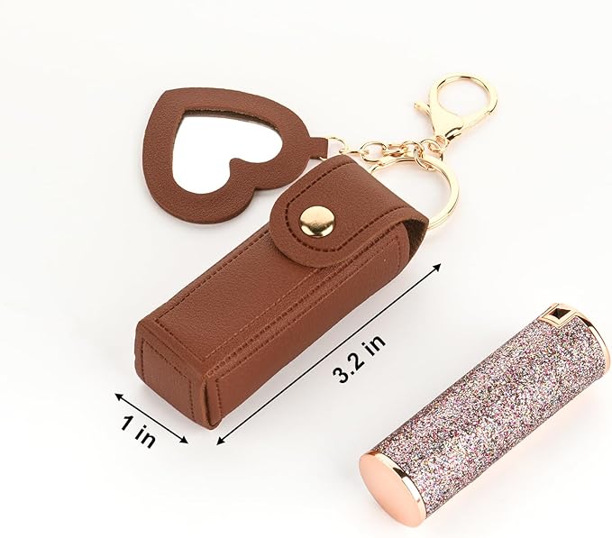 Lipstick Organizer Keychain Chapstick Case with Mirror Organizer