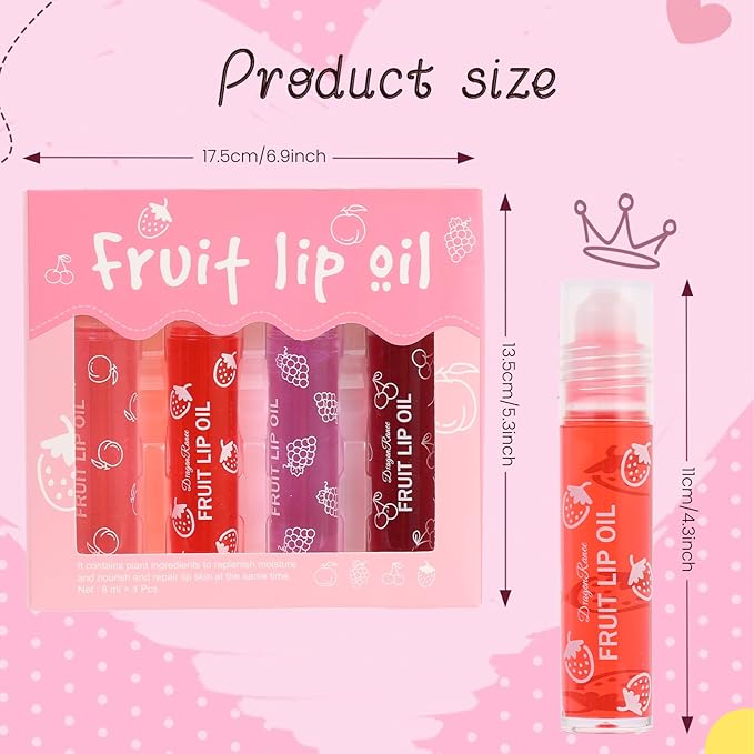 4-pieces Lip Glosses Roll on Lip Gloss Set, Glosses