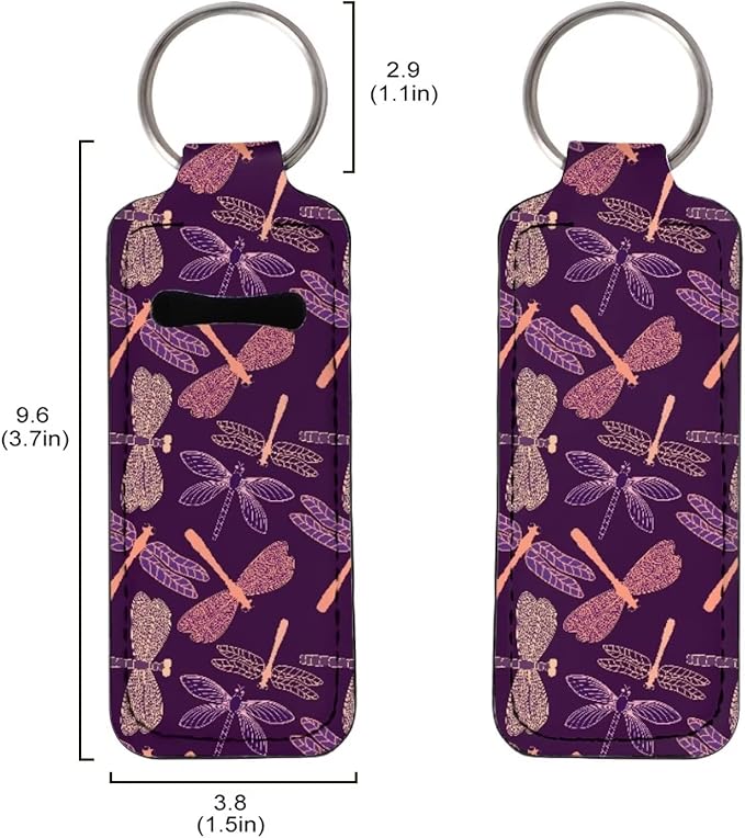 Bulopur Dragonflies Chapstick Holder Keychain, Neoprene Chapstick Holder Dragonflies