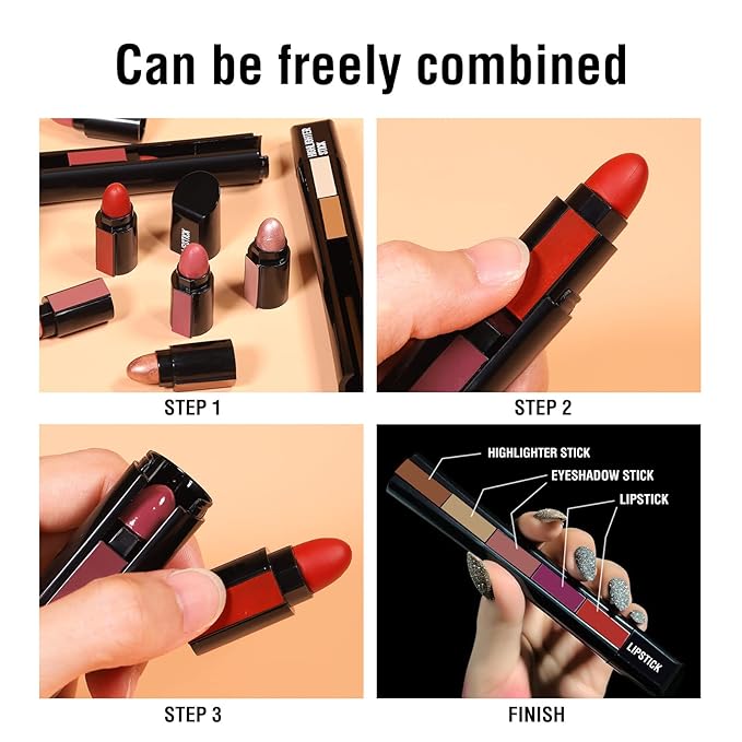 5Pcs Matte Lipstick Set + 5Pcs Matte Cream Countour/Highlight