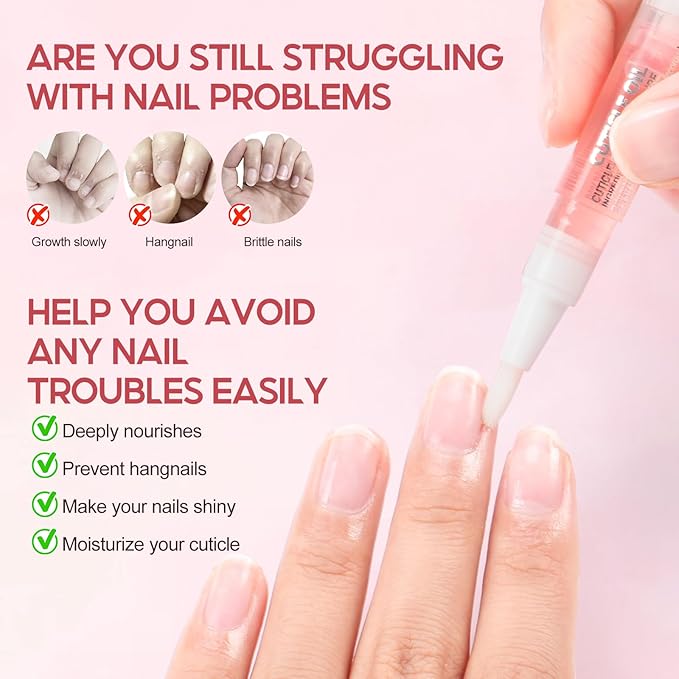 Peacecolor 16Pcs Cuticle Oil Pen for Nails Portable Nail Moist Nail Strengthener Nail Care Kit for Nail Treatment Care Nail Softener and Strengthener