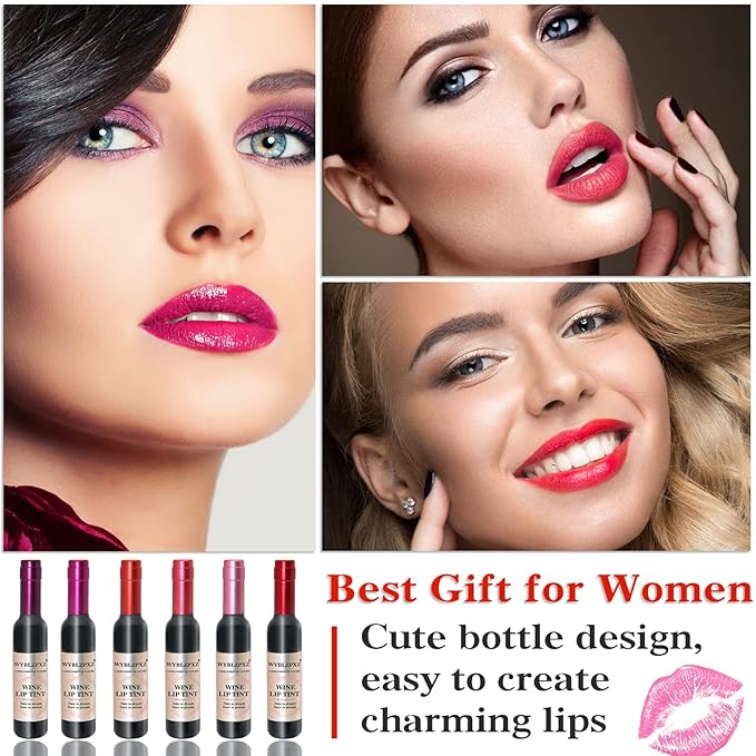 6 Colors Wine Lip Tint,Liquid Wine Lipstick,Wine Tint Long