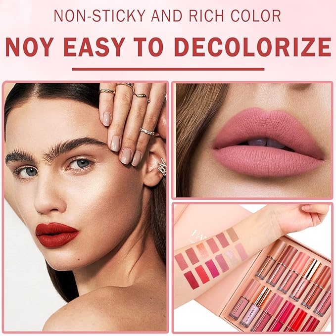 AWCCXMYM 12Pcs Matte Nude Lipstick Set Lip Gloss Gloss
