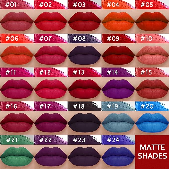 Matte Liquid Lipstick Set 24 Colors Shining Lip Shining