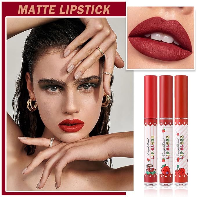 AWCCXMYM 3Pcs Lip Gloss Set Matte Lipstick Lip Gloss