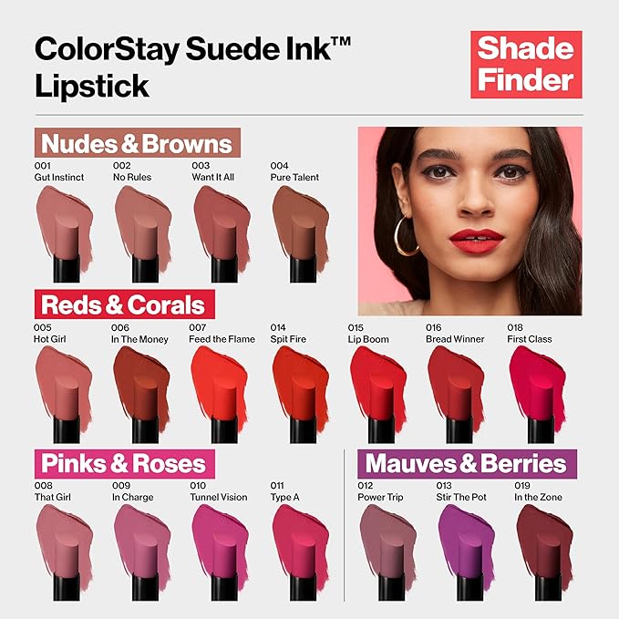 REVLON Lipstick, ColorStay Suede Ink, Built-in Primer, Infused Lipstick, 09 oz
