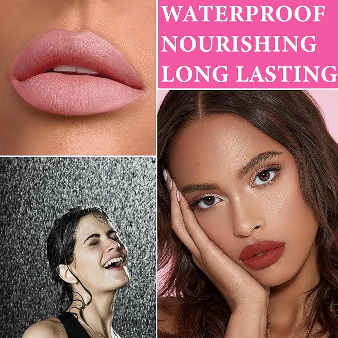 3 Pcs Matte Velvet Lazy Lipstick Set,Waterproof Long Long