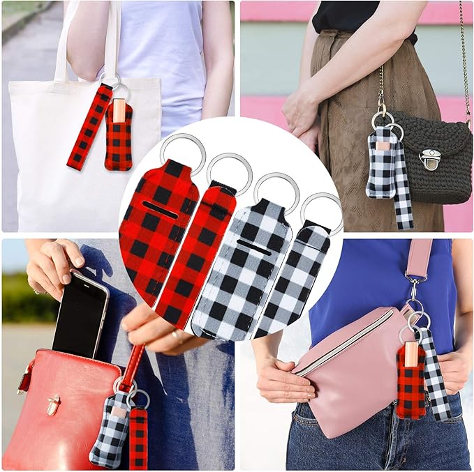 Patelai 20 Pcs Christmas Lipstick Holder Keychains Set Gift