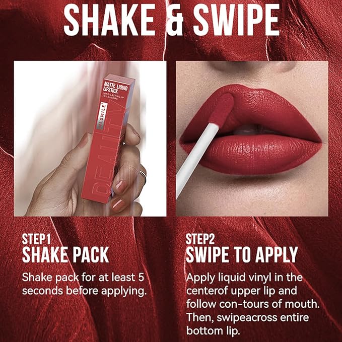 6 Colors Matte Liquid Lipstick Set, Velvet Smooth Gloss,