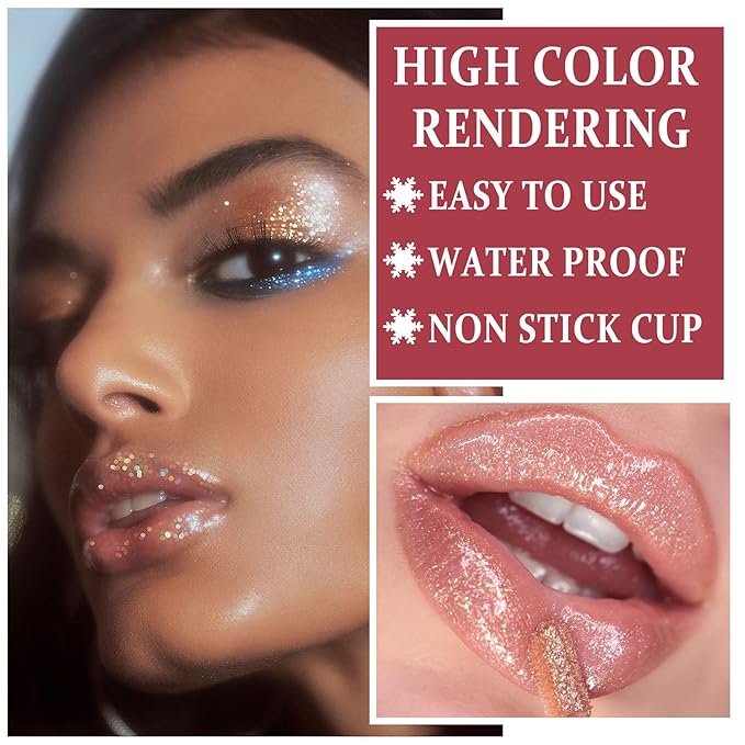 NVLEPTAP 3PCS Liquid Glitter Lipstick Glitter Lip Gloss Glitter