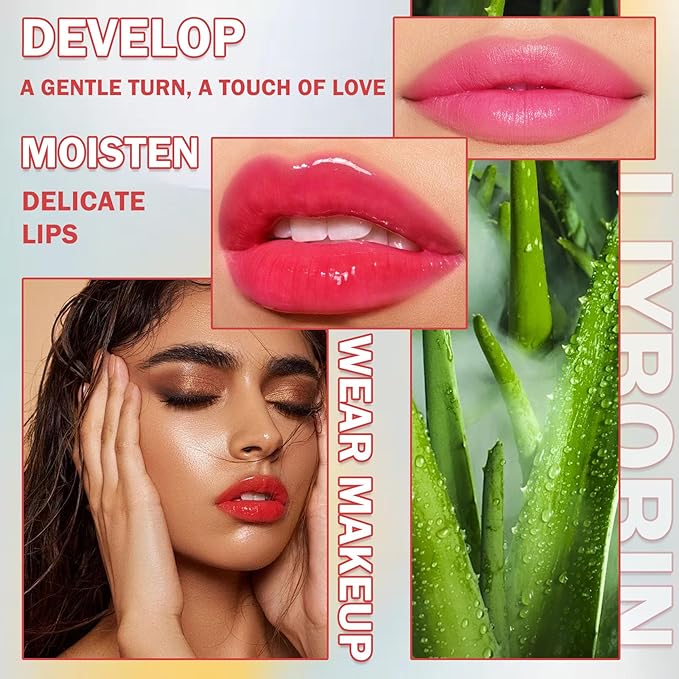 3PCS Aloe Vera Color Changing Lipstick Set,Magic Jelly Changing