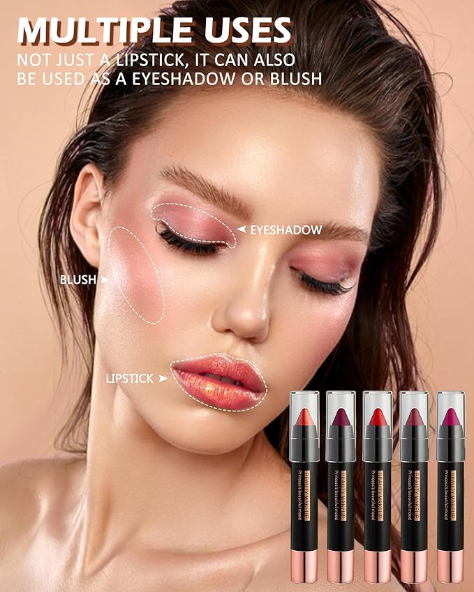 Metallic Diamond Glitter Matte Lipstick Crayon Pencil, Long Glitter