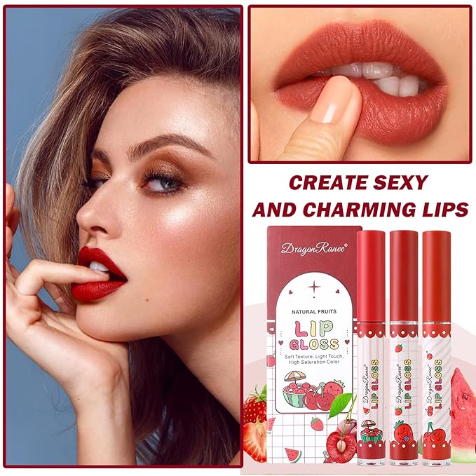 AWCCXMYM 3Pcs Lip Gloss Set Matte Lipstick Lip Gloss