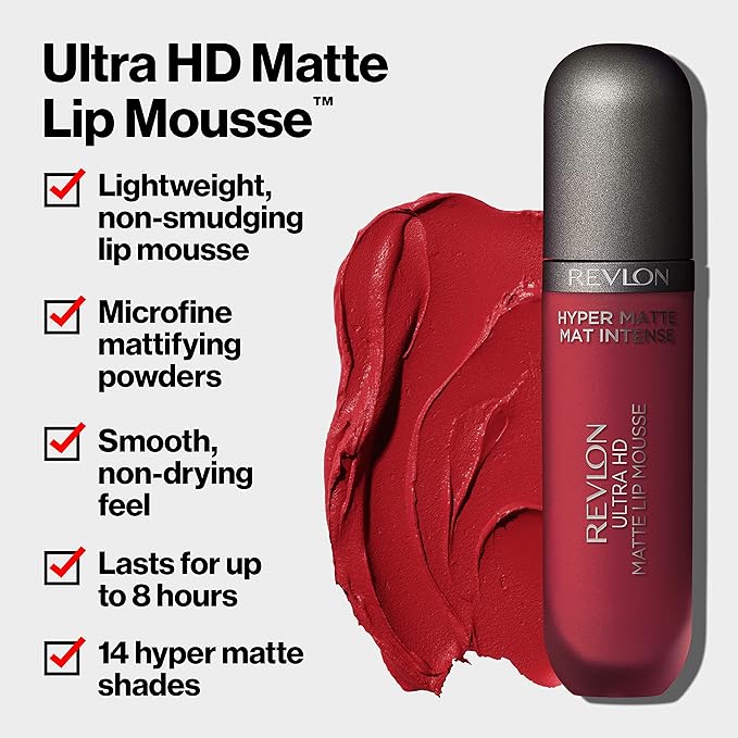 Revlon Ultra HD Lip Mousse Hyper Matte, Longwearing Lip 2 oz