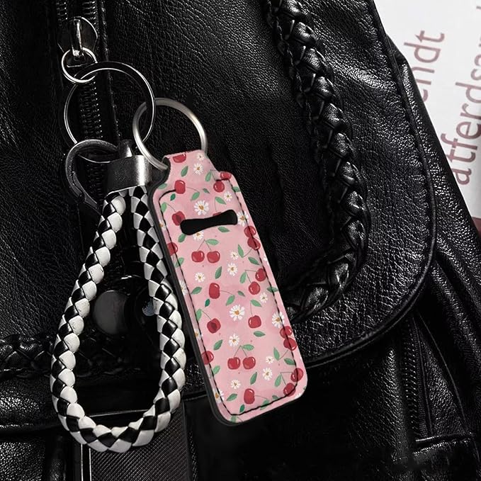 Horeset Women's Lipstick Holder Keychains, Simple Pocket Cherry Gloss