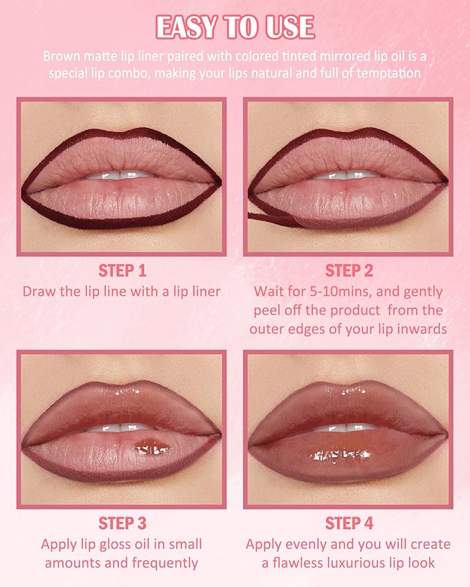 Brown Peel Off Lip Liner Stain & Brown Lip