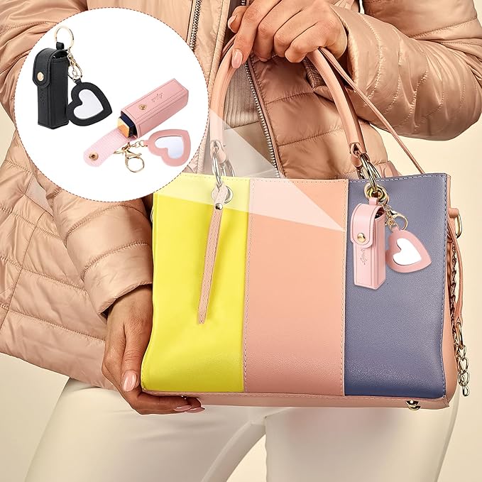 2 PCS Lipstick Holder Keychain Chapstick Holder Lip Keyring
