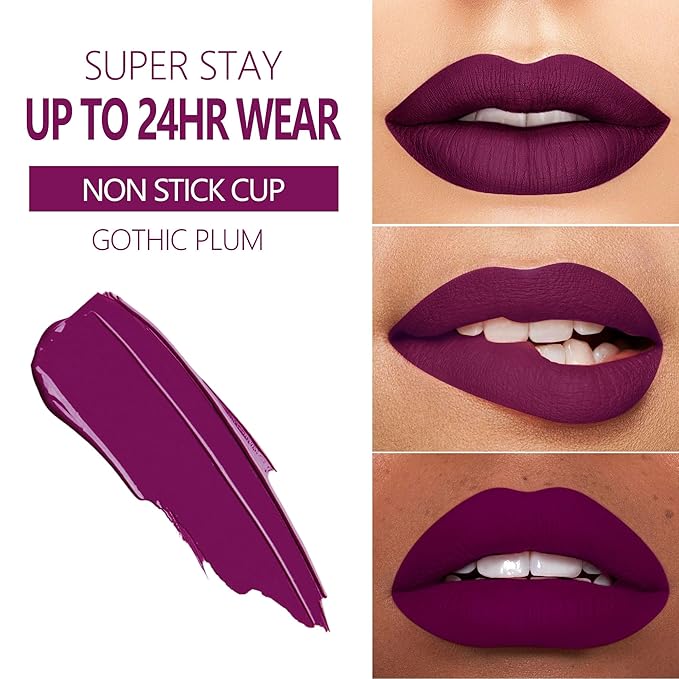 MAKI YIKA 3Pcs Matte Liquid Lipstick Set, Purple Lipstick