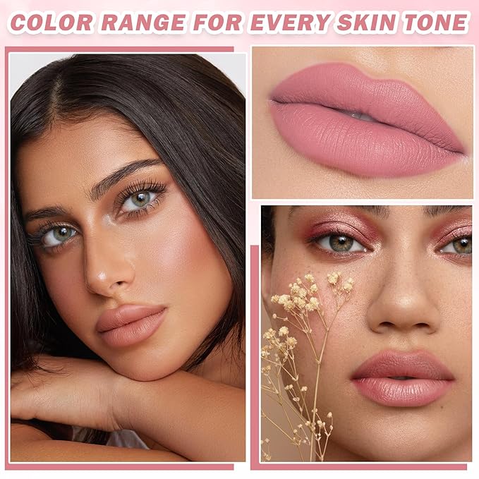 AWCCXMYM 3Pcs Matte Lipstick Nude Lip Stick Velvet Lip Stain Lightweight Long Lasting Waterproof Non-Stick Cup Not Fade Lip Gloss Set Makeup For Women