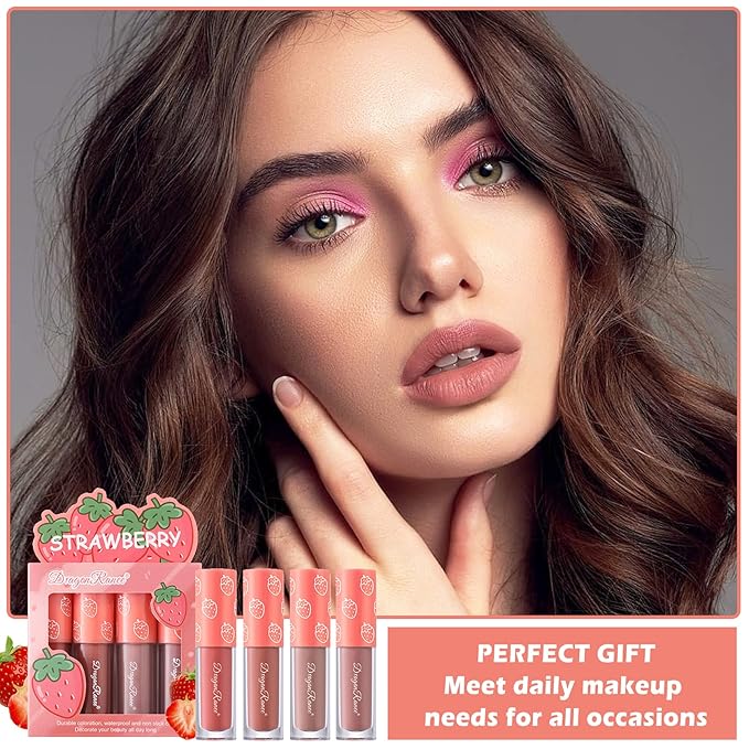 AWCCXMYM 4Pcs Nude Lipstick Set Lip Stain Lip Gloss