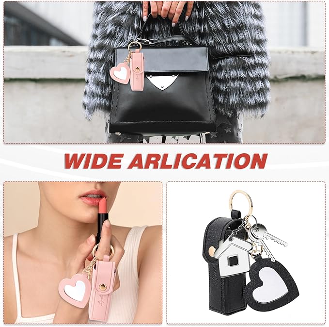 2 PCS Lipstick Holder Keychain Chapstick Holder Lip Keyring