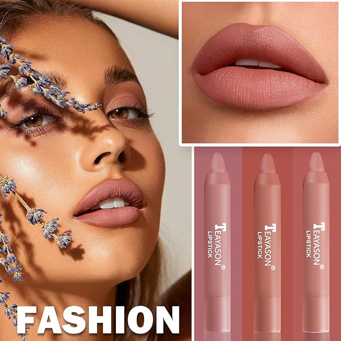 3PCS Nude Lipstick Set Matte Lip Stick Waterproof Long