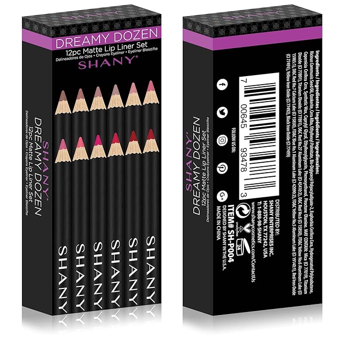 SHANY Dreamy Dozen Matte Lip Liner Set Vegan Dozen
