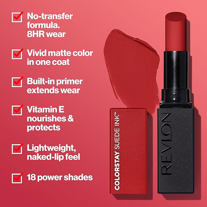 REVLON Lipstick, ColorStay Suede Ink, Built-in Primer, Infused Lipstick, 09 oz