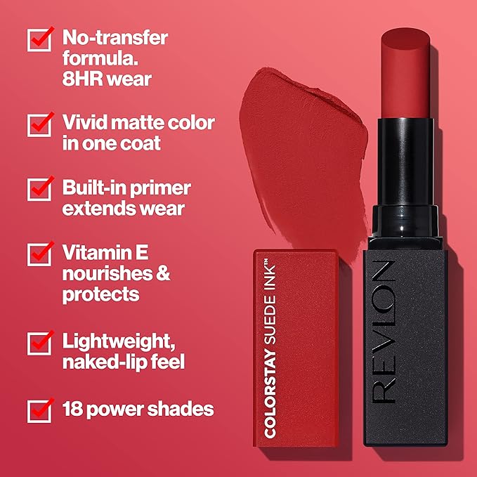 REVLON Lipstick, ColorStay Suede Ink, Built-in Primer, Infused Lipstick, 09 oz