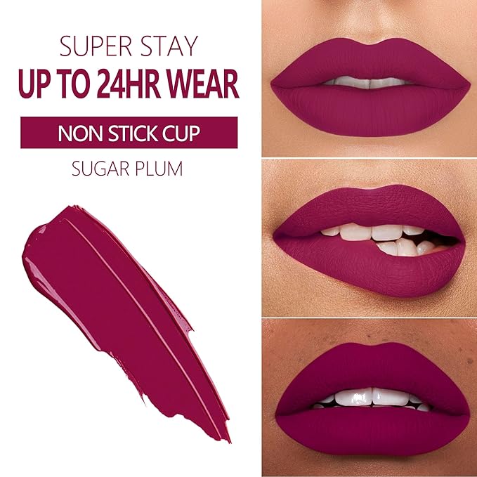 MAKI YIKA 3Pcs Matte Liquid Lipstick Set, Purple Lipstick