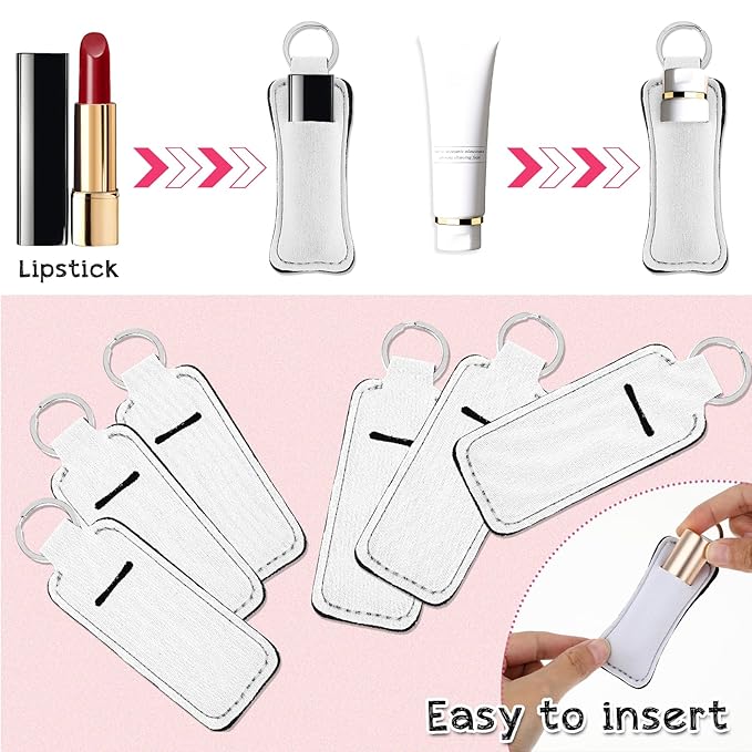 20 Pieces Sublimation Chapstick Holder, Sublimation Keychain Blanks, Ring