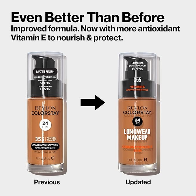 Revlon Liquid Foundation, ColorStay Face Makeup for Combination Cappuccino (410), 1.0 oz