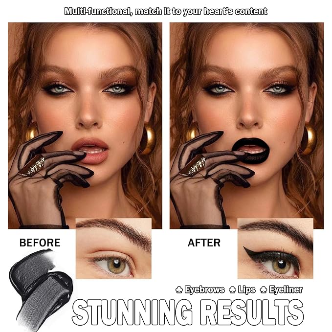3Pcs Black Matte Liquid Lipstick and Lip Liner Long