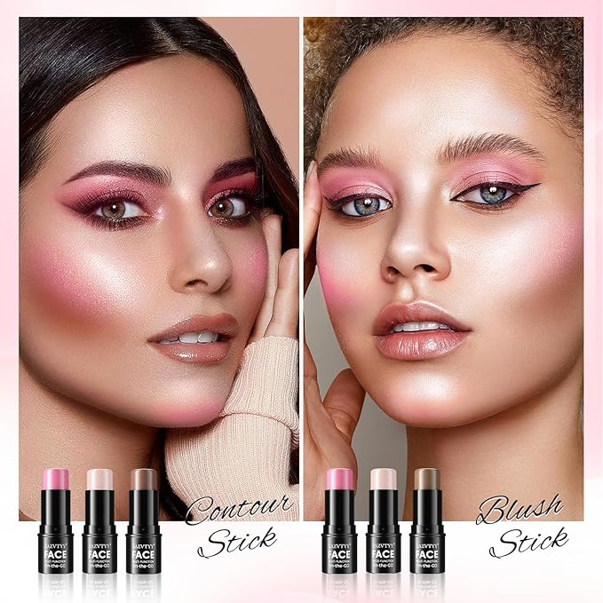 3Pcs Cream Contour Stick Makeup Kit,Shades with Highlighter 02# 04#)