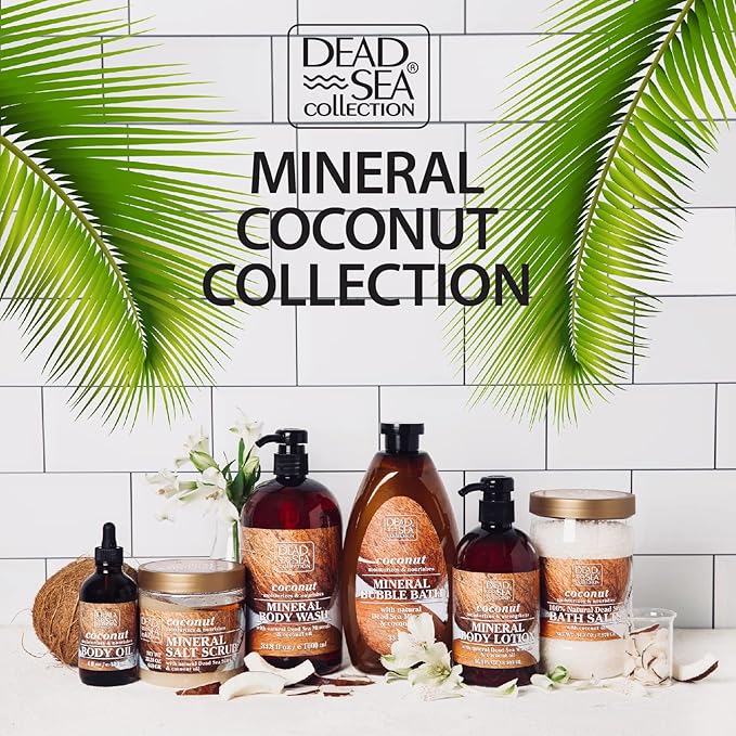 Dead Sea Collection Body Oil for Dry Skin - Collagen & Vitamin E, A, D Moisturizing Oil Pack of 2 (4 Fl.Oz Each) Body Oil - Coconut & Vitamin E, A, D Pack of 2 (4 Fl.Oz Each)