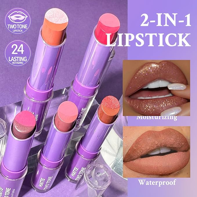 Double Colors 2 in 1 Lipstick and Lip Long
