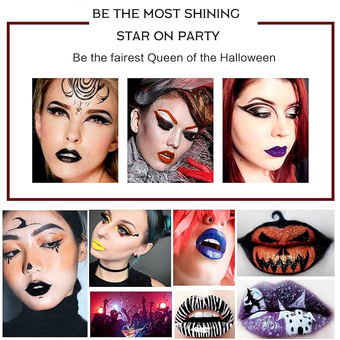 2 Pcs Halloween Dark Matte Liquid Lipstick + Lip Liner Pens Sets, 8 Colors High Pigmented Goth Sexy & Bold Lip Gloss, 24H Waterproof Long-lasting Matte Lipstick , Non-Stick Cup Velvety Lip Makeup for Women (Green)