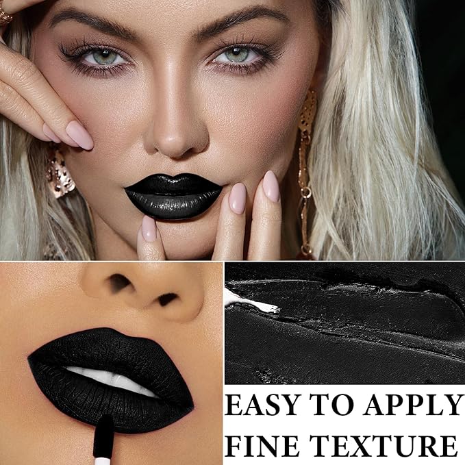 2 PCS Black Matte Liquid Lipstick and Lip Gloss