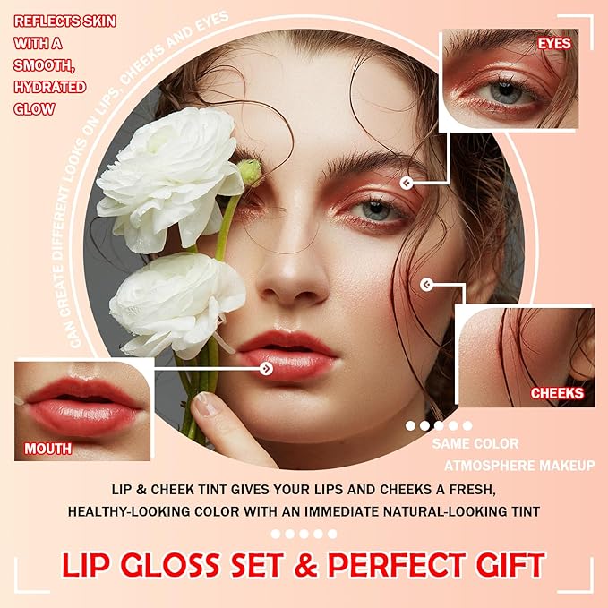 4 Colors Lip Tint Stain Set,Moisturizing Mini Liquid Set,Moisturizing